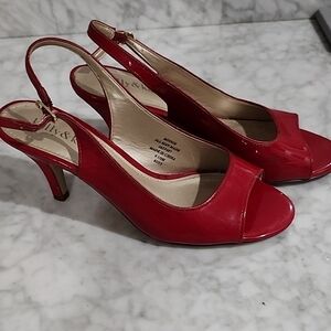 Kelly & Katie Red Patent Slingback Heels